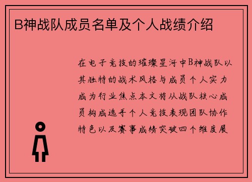 B神战队成员名单及个人战绩介绍